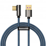 Baseus Legend Elbow USB to USB-C Cable PD 2.0 66W (CACS000403) - здрав кабел с въжена оплетка и бързо зареждане за устройства с USB-C порт (100 см) (син)