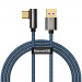 Baseus Legend Elbow USB to USB-C Cable PD 2.0 66W (CACS000403) - здрав кабел с въжена оплетка и бързо зареждане за устройства с USB-C порт (100 см) (син) 1