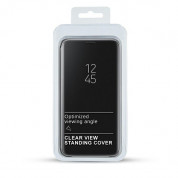 Clear View Stand Cover - оригинален кейс с поставка, през който виждате информация от дисплея за Samsung Galaxy A21s (черен) 1