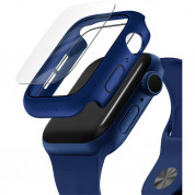 Uniq Nautic Apple Watch Case 44mm - качествен твърд кейс с вграден стъклен протектор за дисплея на Apple Watch 44мм (син)