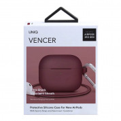 Uniq Vencer Silicone Hang Case - силиконов (TPU) калъф и силиконово въженце за Apple AirPods 3 (бордо) 4