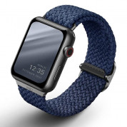Uniq Aspen Adjustable Braided Band - текстилна каишка за Apple Watch 38мм, 40мм, 41мм (тъмносин)