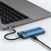Baseus USB-C Metal Gleam Series 6-in-1 Hub (WKWG000003) - мултифункционален хъб за свързване на допълнителна периферия за устройства с USB-C (син) 6