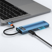 Baseus USB-C Metal Gleam Series 8-in-1 Hub (WKWG000103) - мултифункционален хъб за свързване на допълнителна периферия за устройства с USB-C (син) 6