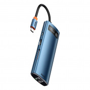 Baseus USB-C Metal Gleam Series 8-in-1 Hub (WKWG000103) - мултифункционален хъб за свързване на допълнителна периферия за устройства с USB-C (син)