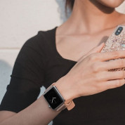 Uniq Mondain Leather Band - кожена (естествена кожа) каишка за Apple Watch 42мм, 44мм, 45мм, Ultra 49мм (бежов-сребрист) 3