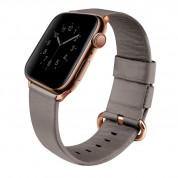 Uniq Mondain Leather Band - кожена (естествена кожа) каишка за Apple Watch 42мм, 44мм, 45мм (бежов-сребрист)
