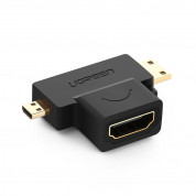 Ugreen Female HDMI to mini HDMI + micro HDMI male Adapter - адаптер за преобразуване от HDMI към mini HDMI или micro HDMI (черен)