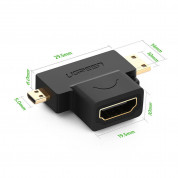 Ugreen Female HDMI to mini HDMI + micro HDMI male Adapter - женски USB 3.2 адаптер към мъжки USB-C и microUSB за мобилни устройства (черен) 7