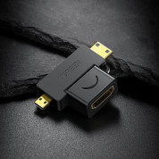 Ugreen Female HDMI to mini HDMI + micro HDMI male Adapter - адаптер за преобразуване от HDMI към mini HDMI или micro HDMI (черен) 13