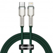 Baseus Cafule Metal Series USB-C to Lightning Cable PD 20W (CATLJK-A06) - USB-C към Lightning кабел за Apple устройства с Lightning порт (100 см) (зелен)