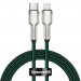Baseus Cafule Metal Series USB-C to Lightning Cable PD 20W (CATLJK-A06) - USB-C към Lightning кабел за Apple устройства с Lightning порт (100 см) (зелен) 1