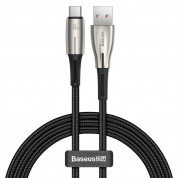 Baseus Water Drop USB to USB-C Cable Super Charge 66W (CATSD-M01) - кабел с въжена оплетка за устройства с USB-C порт (100 см) (черен)