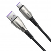 Baseus Water Drop USB to USB-C Cable Super Charge 66W (CATSD-M01) - кабел с въжена оплетка за устройства с USB-C порт (100 см) (черен) 2