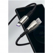 Baseus Water Drop USB to USB-C Cable Super Charge 66W (CATSD-M01) - кабел с въжена оплетка за устройства с USB-C порт (100 см) (черен) 9