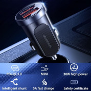 Joyroom Dual USB-A Car Charger 30W - зарядно за кола с 2xUSB-A изхода и технология за бързо зареждане (черен) 1