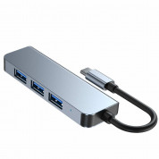 Tech-Protect USB-C Hub 4in1 v1 - USB-C хъб с 4xUSB-A порта за компютри и лаптопи с USB-C порт (тъмносив) 3