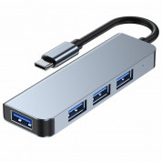 Tech-Protect USB-C Hub 4in1 v1 - USB-C хъб с 4xUSB-A порта за компютри и лаптопи с USB-C порт (тъмносив) 1
