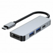 Tech-Protect USB-C Hub 4in1 v2 - USB-C хъб за свързване на допълнителна периферия за компютри и лаптопи с USB-C порт (тъмносив) 4