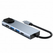 Tech-Protect USB-C Hub 5in1 v3 - USB-C хъб за свързване на допълнителна периферия за компютри и лаптопи с USB-C порт (тъмносив) 5
