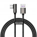 Baseus Legend Elbow USB to USB-C Cable PD 2.0 66W (CATCS-B01) - здрав кабел с въжена оплетка и бързо зареждане за устройства с USB-C порт (100 см) (черен) 1