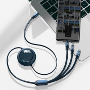 Baseus Bright Mirror 3-in-1 Retractable USB-C Cable PD 100W (CAMLC-AMJ03) - универсален USB-C кабел с Lightning, microUSB и USB-C конектори (120 см) (син) 7