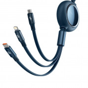 Baseus Bright Mirror 3-in-1 Retractable USB-C Cable PD 100W (CAMLC-AMJ03) - универсален USB-C кабел с Lightning, microUSB и USB-C конектори (120 см) (син) 1