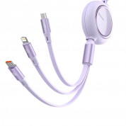Baseus Bright Mirror 3-in-1 Retractable USB-C Cable PD 100W (CAMLC-AMJ05) - универсален USB-C кабел с Lightning, microUSB и USB-C конектори (120 см) (лилав) 8