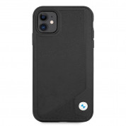 BMW Signature Leather Debossed Stripes Leather Case - кожен кейс (естествена кожа) за iPhone 11 (черен) 1