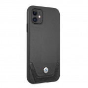 BMW Signature Leather Lower Stripe Leather Case - кожен кейс (естествена кожа) за iPhone 11 (черен) 1