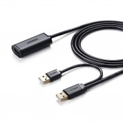 Ugreen 2 x USB 2.0 Extension Cable - удължителен USB кабел с две мъжки USB (500 см) (черен)