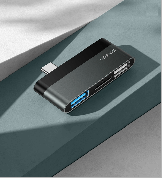 USAMS USB-C Mini Hub 2xUSB With MicroSD - мултифункционален хъб за свързване на допълнителна периферия за MacBook, iPad Pro и мобилни устройства с USB-C порт (тъмносив) 4