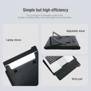 Nillkin Versatile Laptop Sleeve Horizontal 16 3in1 - калъф с цип и вградена поставка за преносими компютри до 16 инча (черен) 3
