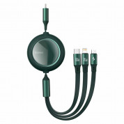 Baseus Bright Mirror 3-in-1 Retractable USB-C Cable PD 100W (CAMLC-AMJ06) - универсален USB-C кабел с Lightning, microUSB и USB-C конектори (120 см) (зелен)
