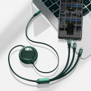 Baseus Bright Mirror 3-in-1 Retractable USB-C Cable PD 100W (CAMLC-AMJ06) - универсален USB-C кабел с Lightning, microUSB и USB-C конектори (120 см) (зелен) 7