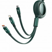 Baseus Bright Mirror 3-in-1 Retractable USB-C Cable PD 100W (CAMLC-AMJ06) - универсален USB-C кабел с Lightning, microUSB и USB-C конектори (120 см) (зелен) 1