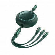 Baseus Bright Mirror 3-in-1 Retractable USB-C Cable PD 100W (CAMLC-AMJ06) - универсален USB-C кабел с Lightning, microUSB и USB-C конектори (120 см) (зелен) 3