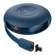 Baseus Zinc Magnetic 3-in-1 Retractable USB-C Cable PD 20W (CAMLC-03) - универсален USB-C кабел с магнитни Lightning, microUSB и USB-C конектори (100 см) (син) 1