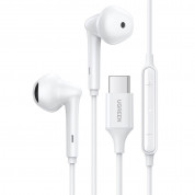 Ugreen In-Ear USB-C Stereo Headphones - слушалки с USB-C кабел, управление на звука и микрофон (бял)