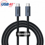 Baseus Flash Series USB4 Cable USB-C to USB-C 8K, 100W, 40Gbps (CASS010014) - здрав USB4 кабел с въжена оплетка за устройства с USB-C порт (100 см) (черен) 1