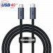 Baseus Flash Series USB4 Cable USB-C to USB-C 8K, 100W, 40Gbps (CASS010014) - здрав USB4 кабел с въжена оплетка за устройства с USB-C порт (100 см) (черен) 2