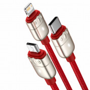 Baseus Year of the Tiger 3-in-1 USB Cable (CASX010009) - универсален USB кабел с Lightning, microUSB и USB-C конектори (120 см) (червен) 1
