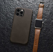 iCarer Leather Oil Wax MagSafe Case - кожен (естествена кожа) кейс с MagSafe за iPhone 13 Pro (кафяв) 10