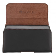 Honju Horizon Smooth Belt Leather Case Universal - кожен (естествена кожа) калъф за iPhone 15/14 Plus, iPhone 13/12 Pro Max и смартофни с размери до 170 x 85 мм (черен) 5