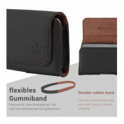 Honju Horizon Smooth Belt Leather Case Universal - кожен (естествена кожа) калъф за iPhone 13 Pro Max, 12 Pro Max и смартофни с размери до 170 x 85 мм (черен) 11