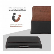 Honju Horizon Smooth Belt Leather Case Universal - кожен (естествена кожа) калъф за iPhone 13 Pro Max, 12 Pro Max и смартофни с размери до 170 x 85 мм (черен) 9