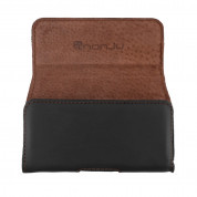 Honju Horizon Smooth Belt Leather Case Universal - кожен (естествена кожа) калъф за iPhone 13 Pro Max, 12 Pro Max и смартофни с размери до 170 x 85 мм (черен) 1