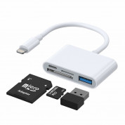 Joyroom 4-in-1 Lightning Adapter - адаптер с SD, microSD, USB и Lightning за iPhone, iPad, iPod с Lightning порт (бял)