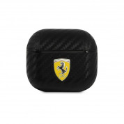 Ferrari PU Carbon Leather Case- дизайнерски кожен кейс за Apple Airpods 3 (черен) 1