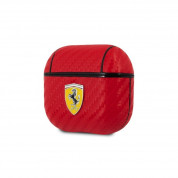 Ferrari PU Carbon Leather Case- дизайнерски кожен кейс за Apple Airpods 3 (червен)